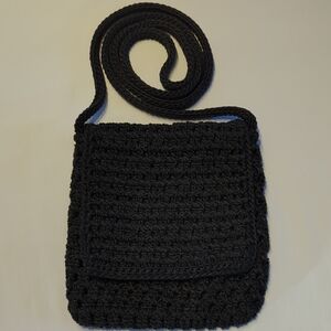 The Sak Black Crochet Crossbody with Fabric Label
